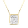 Thumbnail Image 1 of Baguette & Round-Cut Multi-Diamond Bezel-Look Necklace 1/5 ct tw 10K Yellow Gold 18&quot;