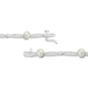 Thumbnail Image 3 of Cultured Pearl & White Lab-Created Sapphire Link Bracelet Sterling Silver 7.5&quot;