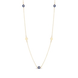 Diamond-Cut Evil Eye Station Necklace 14K Yellow Gold 18&quot;