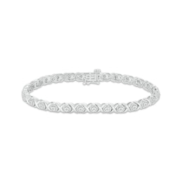 Diamond XO Link Bracelet 1/4 ct tw Sterling Silver 7&quot;