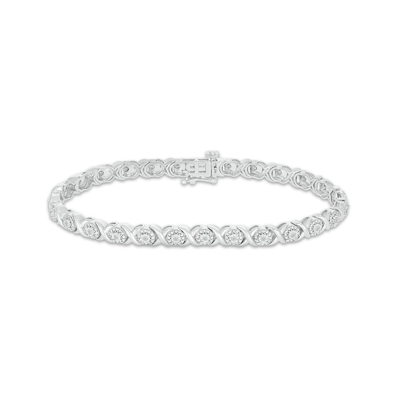 Main Image 1 of Diamond XO Link Bracelet 1/4 ct tw Sterling Silver 7&quot;