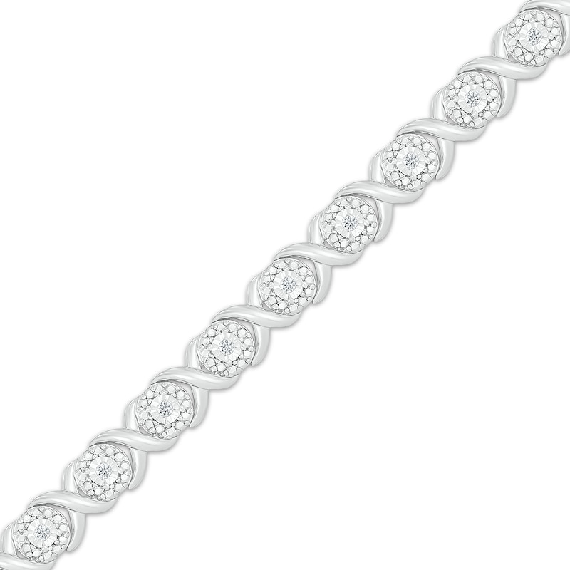 Main Image 2 of Diamond XO Link Bracelet 1/4 ct tw Sterling Silver 7&quot;