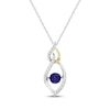 Thumbnail Image 1 of Unstoppable Love Blue Lab-Created Sapphire & Diamond Necklace 1/8 ct tw Sterling Silver & 10K Yellow Gold 18&quot;