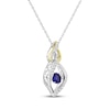 Thumbnail Image 2 of Unstoppable Love Blue Lab-Created Sapphire & Diamond Necklace 1/8 ct tw Sterling Silver & 10K Yellow Gold 18&quot;