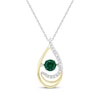 Thumbnail Image 1 of Unstoppable Love Lab-Created Emerald & Diamond Teardrop Necklace 1/10 ct tw Sterling Silver & 10K Yellow Gold 18&quot;