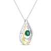 Thumbnail Image 2 of Unstoppable Love Lab-Created Emerald & Diamond Teardrop Necklace 1/10 ct tw Sterling Silver & 10K Yellow Gold 18&quot;