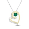 Thumbnail Image 1 of Unstoppable Love Lab-Created Emerald & Diamond Heart Necklace 1/8 ct tw Sterling Silver & 10K Yellow Gold 18&quot;