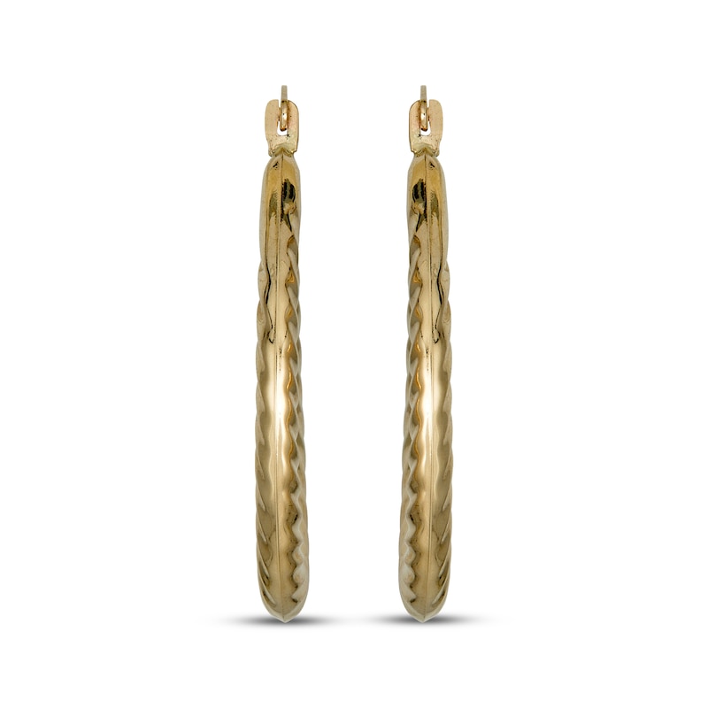 Main Image 2 of Oval Twist Hoop Earrings 14K Yellow Gold