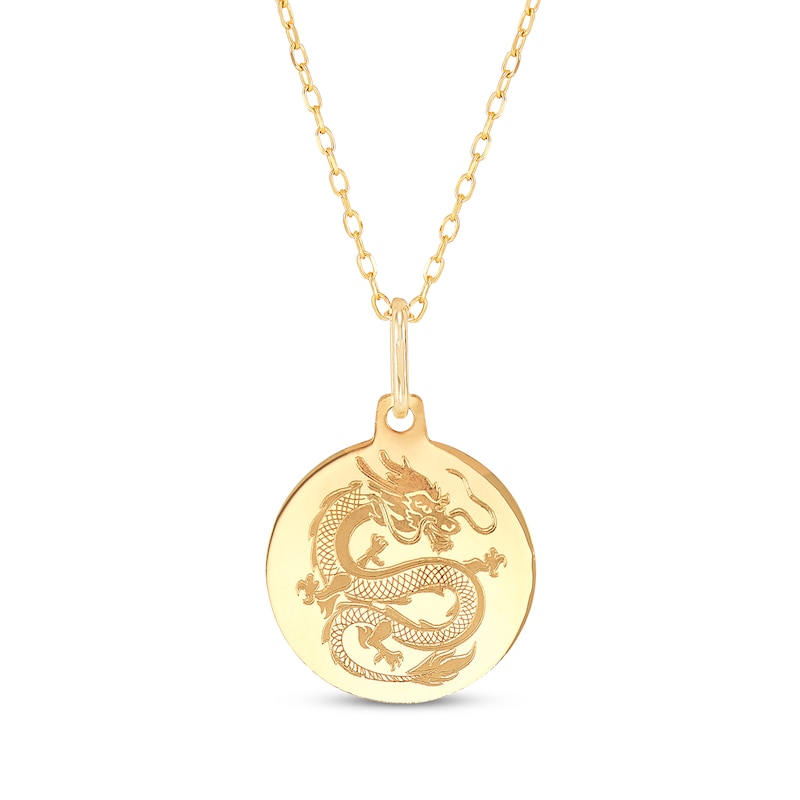 Main Image 1 of Dragon Coin Necklace 14K Yellow Gold 18&quot;