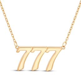 &quot;777&quot; Angel Number Necklace 14K Yellow Gold 18&quot;