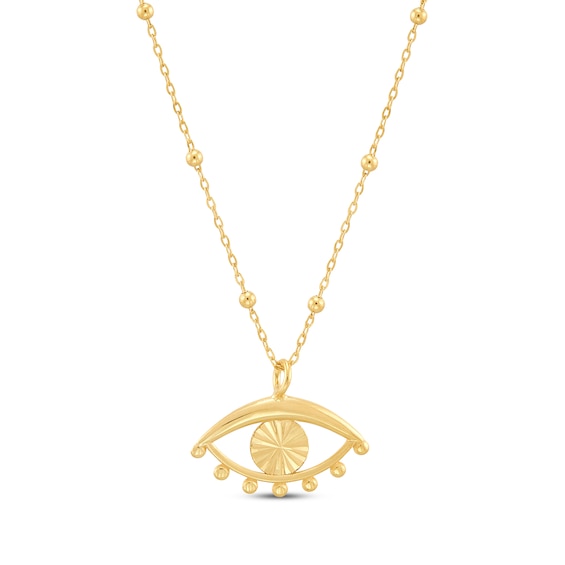 Evil Eye Necklace 14K Yellow Gold 18"