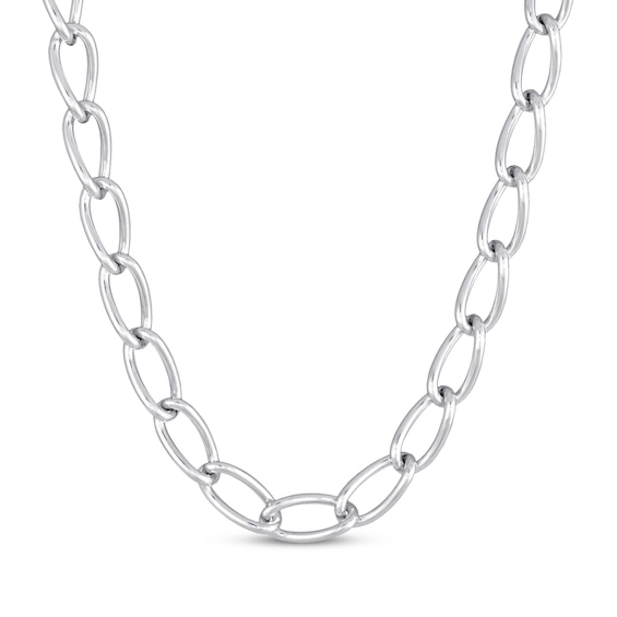 Solid Curb Chain Necklace 10mm Sterling Silver 20"