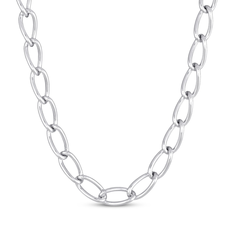 Main Image 1 of Solid Curb Chain Necklace 10mm Sterling Silver 20&quot;