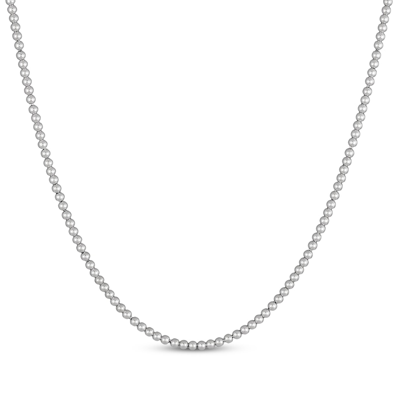 Solid Bead Chain Necklace 3mm Sterling Silver 19"