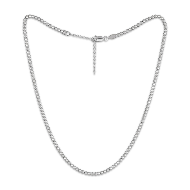 Solid Bead Chain Necklace 3mm Sterling Silver 19"