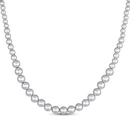 Semi-Solid Graduated Bead Chain Necklace Sterling Silver 18&quot;