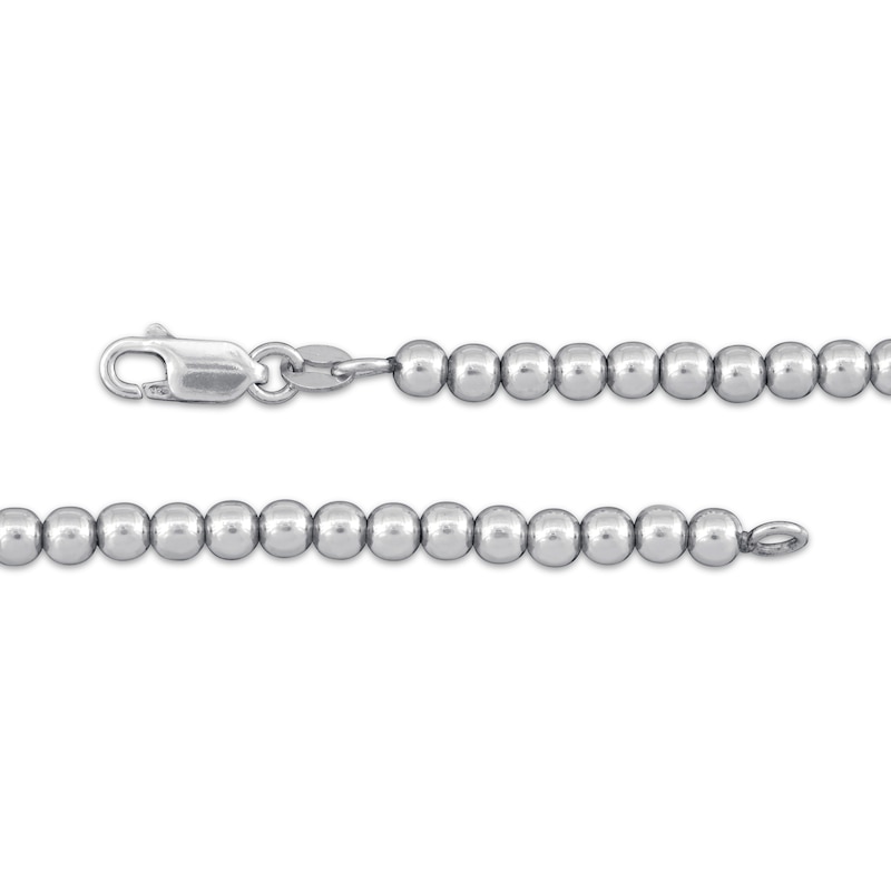 Main Image 4 of Semi-Solid Graduated Bead Chain Necklace Sterling Silver 18&quot;