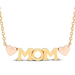 &quot;Mom&quot; Hearts Necklace 10K Two-Tone Gold 18&quot;