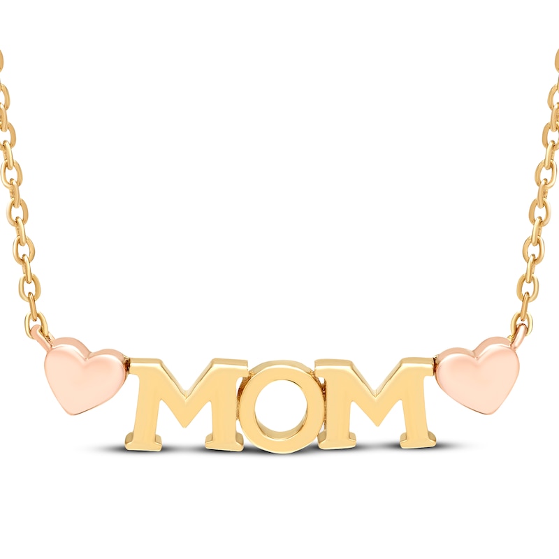 Main Image 1 of &quot;Mom&quot; Hearts Necklace 10K Two-Tone Gold 18&quot;