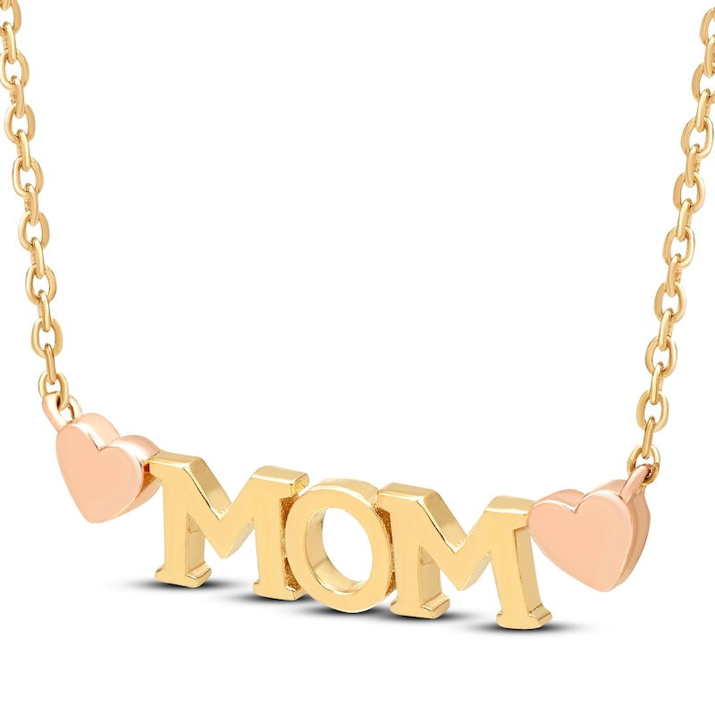 Main Image 2 of &quot;Mom&quot; Hearts Necklace 10K Two-Tone Gold 18&quot;