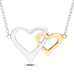 Locking Hearts Necklace 10K Two-Tone Gold 18&quot;