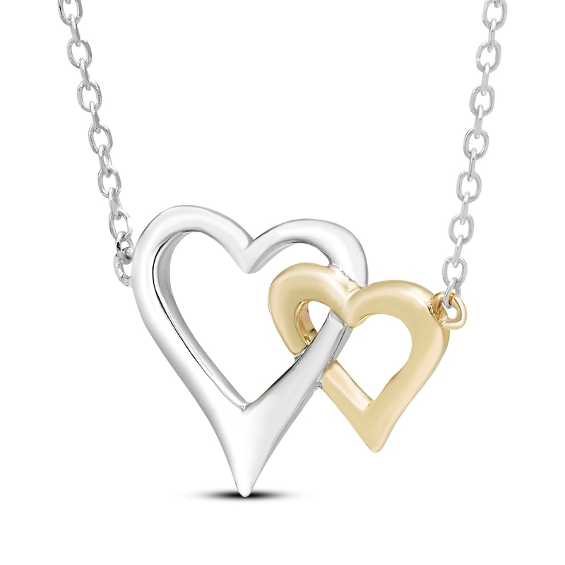 Main Image 2 of Locking Hearts Necklace 10K Two-Tone Gold 18&quot;