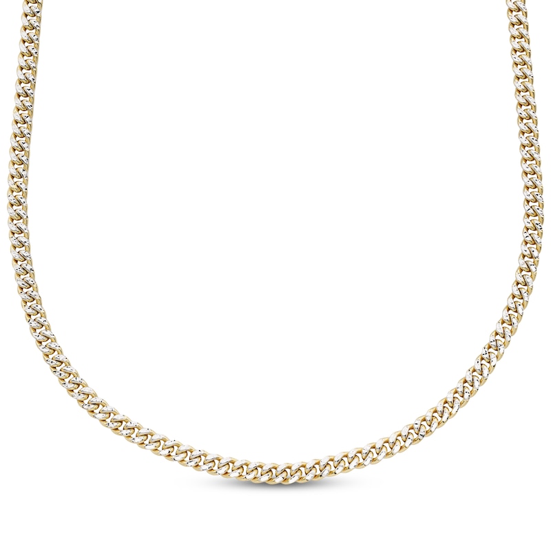 Main Image 1 of Semi-Solid Diamond-Cut Curb Chain Necklace 5mm 10K Yellow Gold 18&quot;