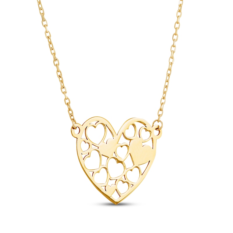 Main Image 2 of Cutout Hearts Necklace 10K Yellow Gold 17&quot;