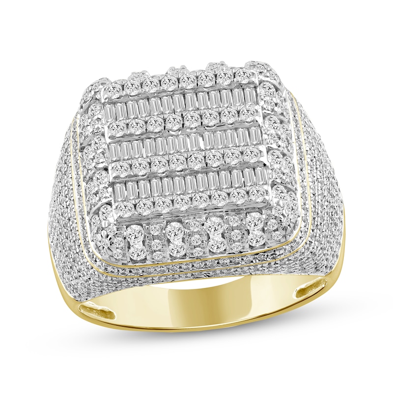 Men's Baguette & Round-Cut Diamond Multi-Row Ring 2 ct tw 10K Yellow Gold