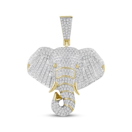 Men's Diamond Elephant Head Charm 3/4 ct tw 10K Yellow Gold