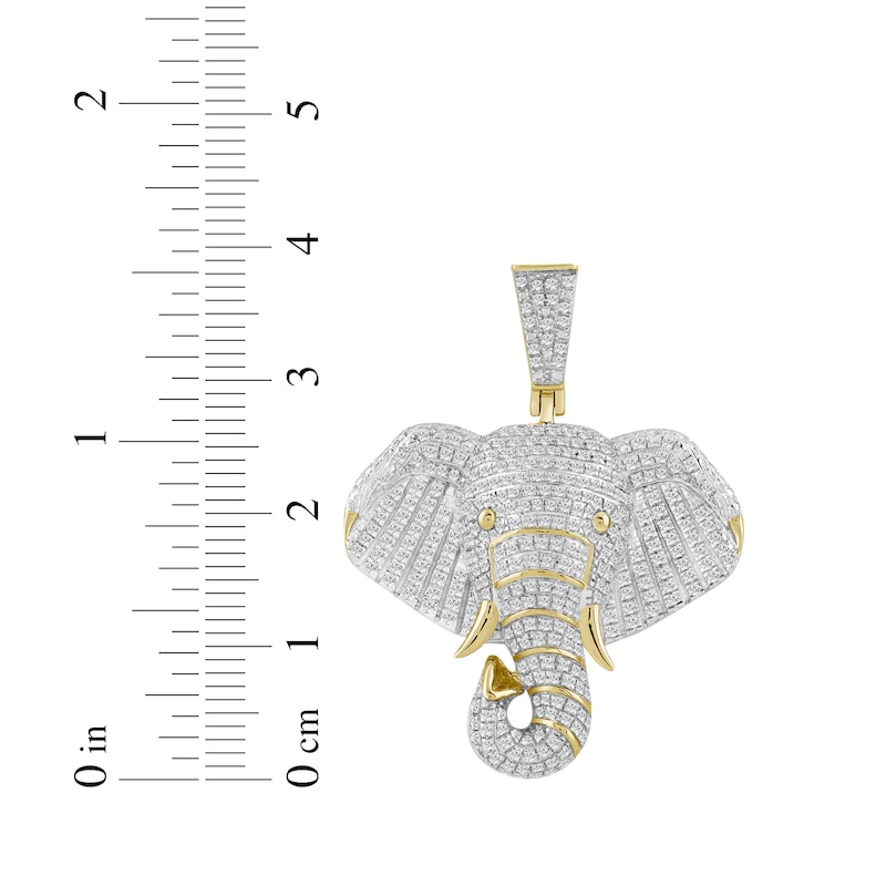 Main Image 3 of Men's Diamond Elephant Head Charm 3/4 ct tw 10K Yellow Gold