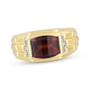 Thumbnail Image 1 of Men's Barrel-Cut Garnet & Diamond Accent Ring 10K Yellow Gold