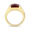 Thumbnail Image 3 of Men's Barrel-Cut Garnet & Diamond Accent Ring 10K Yellow Gold