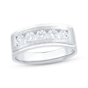 Thumbnail Image 1 of Lab-Grown Diamonds by KAY Men's Five-Stone Brushed Wedding Band 1 ct tw 14K White Gold