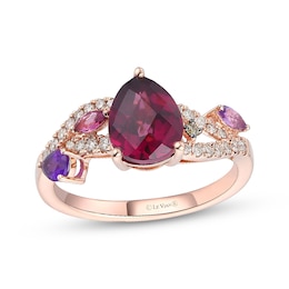 Le Vian Pretty in Pink Pear-Shaped Rhodolite Garnet & Amethyst Ring 1/5 ct tw Diamonds 14K Strawberry Gold