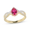 Thumbnail Image 0 of Pear-Shaped Lab-Created Ruby & Diamond Ring 1/5 ct tw 10K Yellow Gold