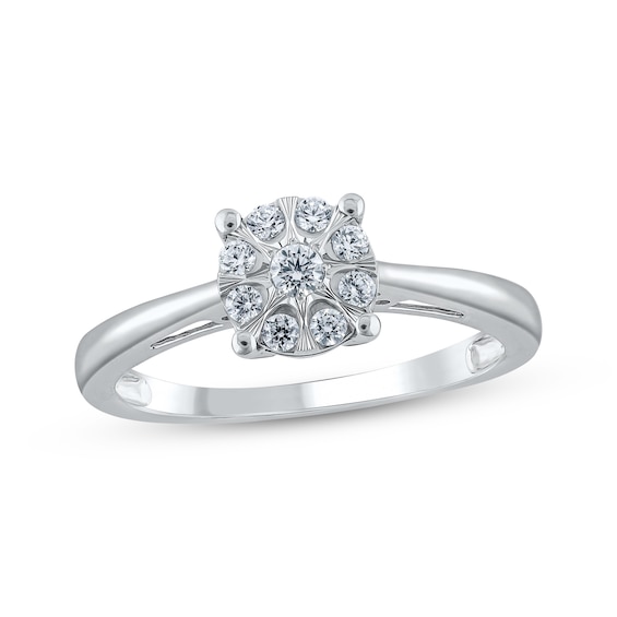 Multi-Diamond Promise Ring 1/5 ct tw 10K White Gold