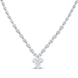 Pear-Shaped & Round-Cut Diamond Drop Necklace 4-5/8 ct tw 14K White Gold 17&quot;