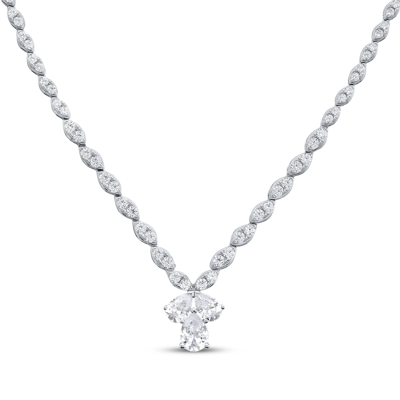 Main Image 1 of Pear-Shaped & Round-Cut Diamond Drop Necklace 4-5/8 ct tw 14K White Gold 17&quot;