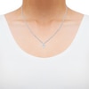 Thumbnail Image 4 of Pear-Shaped & Round-Cut Diamond Drop Necklace 4-5/8 ct tw 14K White Gold 17&quot;