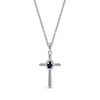 Thumbnail Image 1 of Blue Sapphire & Diamond Cross Necklace 1/20 ct tw 10K White Gold 18&quot;