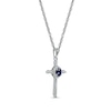 Thumbnail Image 2 of Blue Sapphire & Diamond Cross Necklace 1/20 ct tw 10K White Gold 18&quot;