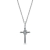 Thumbnail Image 3 of Blue Sapphire & Diamond Cross Necklace 1/20 ct tw 10K White Gold 18&quot;