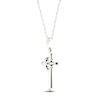 Thumbnail Image 4 of Blue Sapphire & Diamond Cross Necklace 1/20 ct tw 10K White Gold 18&quot;