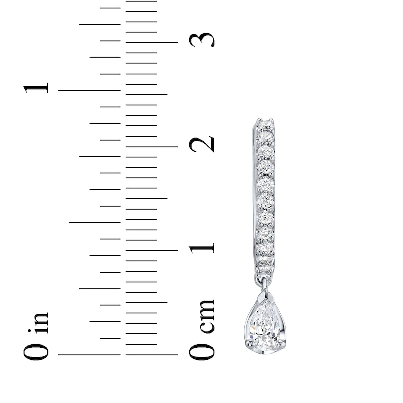 Main Image 4 of Pear-Shaped Diamond Dangle Hoop Earrings 3/4 ct tw 14K White Gold