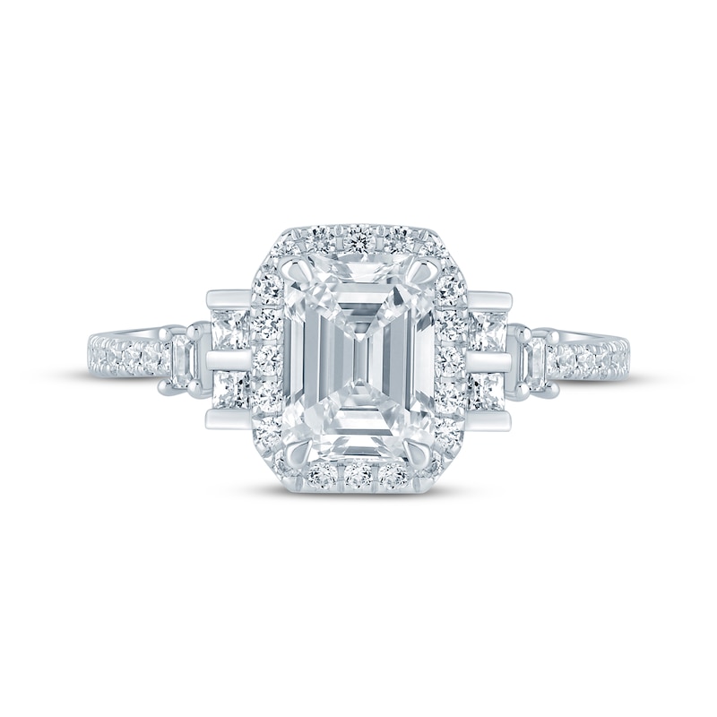 Main Image 4 of Monique Lhuillier Bliss Emerald-Cut Lab-Grown Diamond Engagement Ring 2 ct tw 18K White Gold