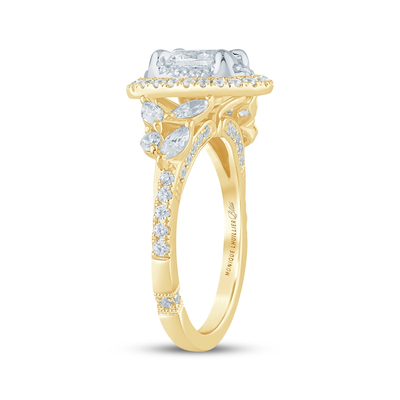 Main Image 2 of Monique Lhuillier Bliss Oval-Cut Lab-Grown Diamond Engagement Ring 1-1/3 ct tw 18K Two-Tone Gold