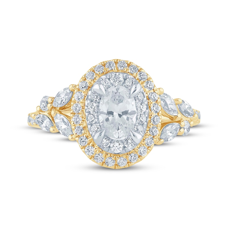 Main Image 4 of Monique Lhuillier Bliss Oval-Cut Lab-Grown Diamond Engagement Ring 1-1/3 ct tw 18K Two-Tone Gold