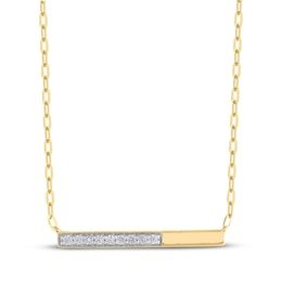 STUDIO BY KAY Diamond Bar Necklace 1/6 ct tw 24K Yellow Gold-Plated Sterling Silver 18&quot;