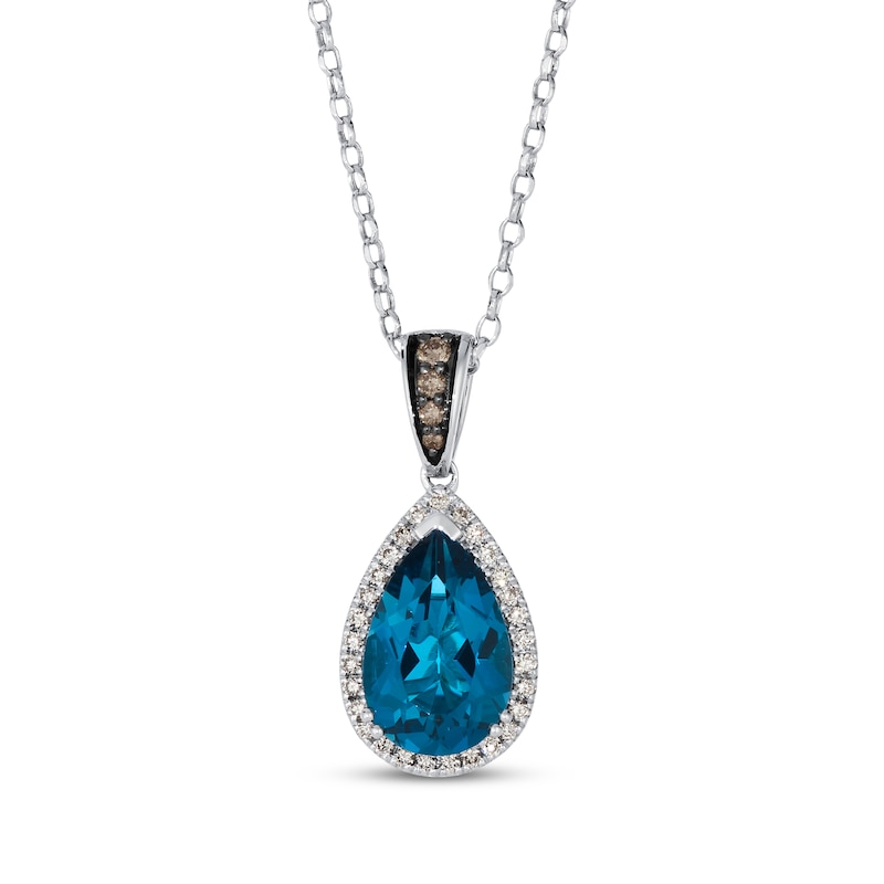 Main Image 1 of Le Vian Blue Topaz Necklace 1/5 ct tw Diamonds 14K Vanilla Gold 19&quot;